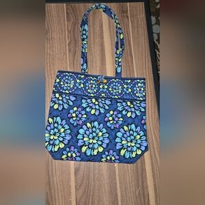 Floral Blue Tote Bag